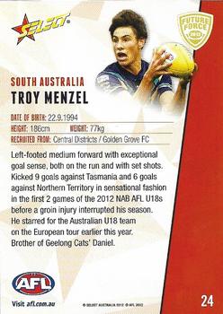 2012 Select Future Force #24 Troy Menzel Back